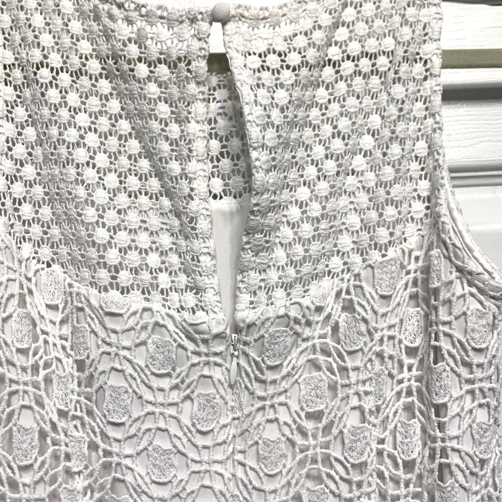 White House Black Market Crochet Lace Dress 2 White Sleeveless‎ Shift Mini Chic - Picture 7 of 9